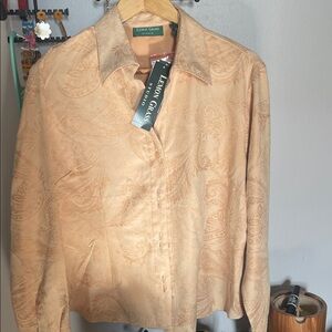 Lemon Grass Women's Golden Tan Paisley Blouse XL